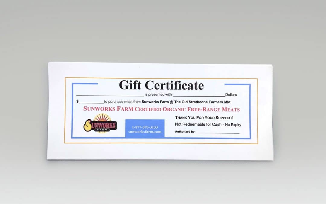 Sunworks Farm Gift Certificates