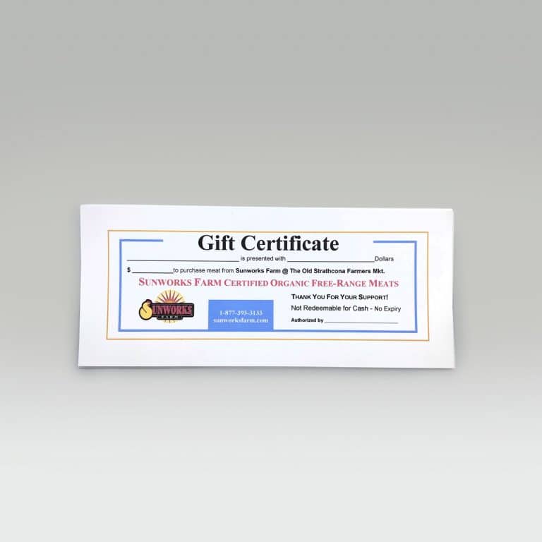 Sunworks Farm Gift Certificates